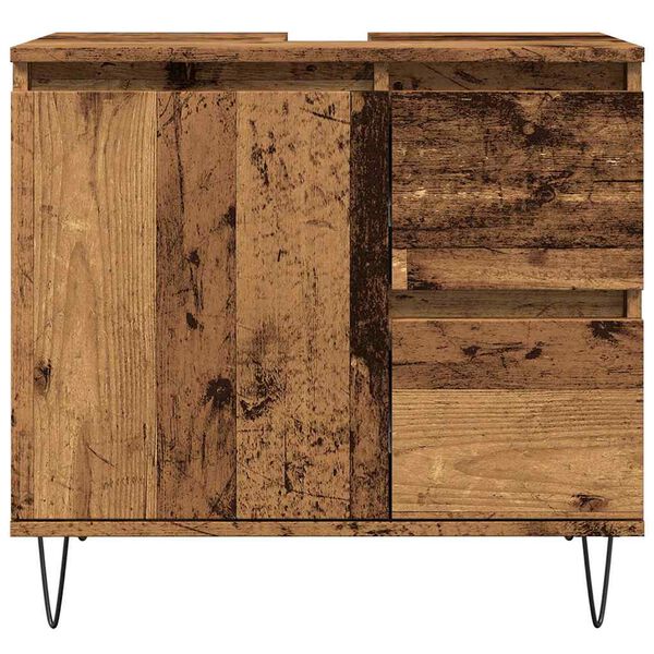 vidaXL Armoire de lavabo de salle de bain vieux bois 65x33x60 cm