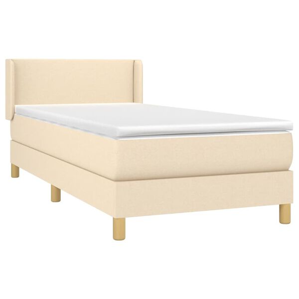 vidaXL Sommier &agrave; lattes de lit avec matelas Cr&egrave;me 100x200 cm Tissu