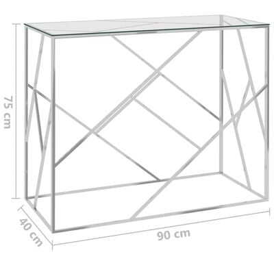 vidaXL Table d'appoint Argenté 90x40x75 cm Acier inoxydable et verre