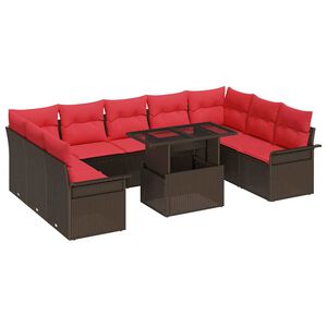 vidaXL Ensemble de canap&eacute; de jardin 10 pcs Marron Poly Rattan