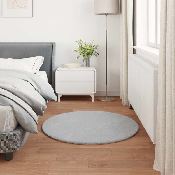 vidaXL Tapis en Fourrure Synth&eacute;tique de Lapin Olite Gris &Oslash; 100 cm
