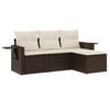 vidaXL Salon de jardin 4 pcs avec coussins marron r&eacute;sine tress&eacute;e