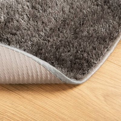 vidaXL Tapis ISTAN à poils longs aspect brillant gris Ø 100 cm