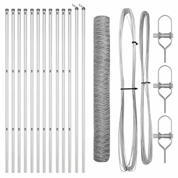 vidaXL Poteau de cl&ocirc;ture. Argent&eacute; 25 x 1,4 m (maillage de 36 mm) Acier