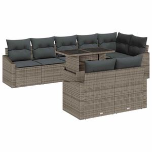 vidaXL Ensemble de canap&eacute; de jardin 9 pc Gris