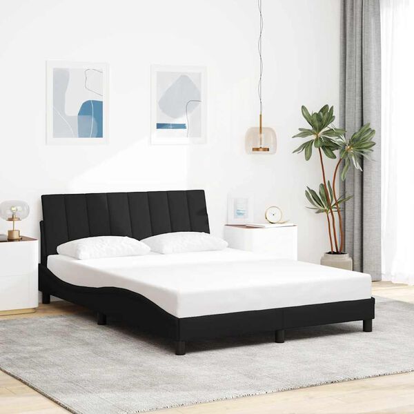 vidaXL Cadre de lit sans matelas Hanko noir 120x200 cm tissu