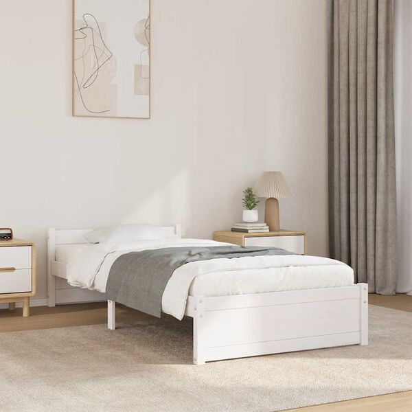 vidaXL Cadre de lit sans matelas blanc bois massif 75x190 cm