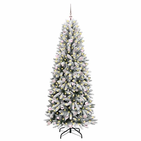 vidaXL Sapin de No&euml;l artificiel avec 300 LED avec support Blanc 240 cm