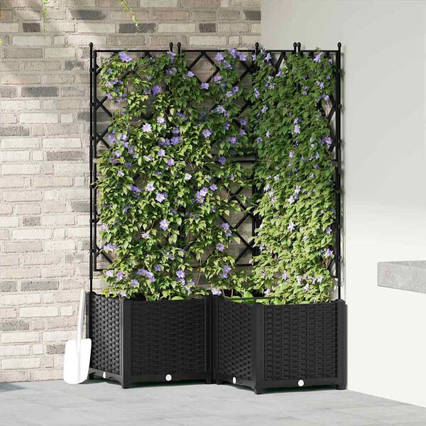 vidaXL Cache-pot de jardin 3 pcs Noir 80 x 80 x 143 cm Acier