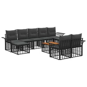 vidaXL Ensemble de canap&eacute;s d'ext&eacute;rieur 10 pc Noir et Gris fonc&eacute;