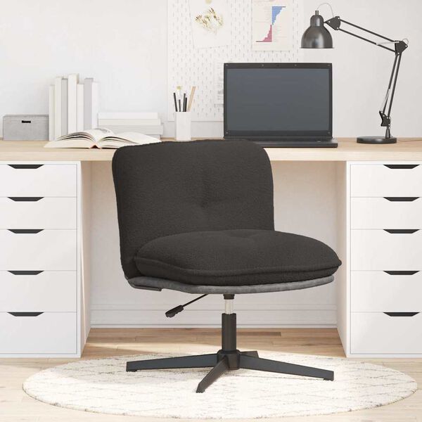 vidaXL Chaise pivotante de bureau gris fonc&eacute; boucl&eacute; comme laine tissu