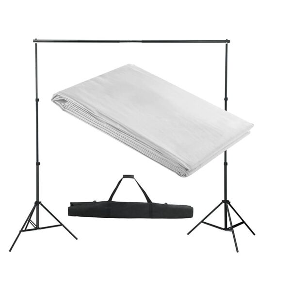 vidaXL Syst&egrave;me de support de toile de fond 300 x 300 cm Blanc