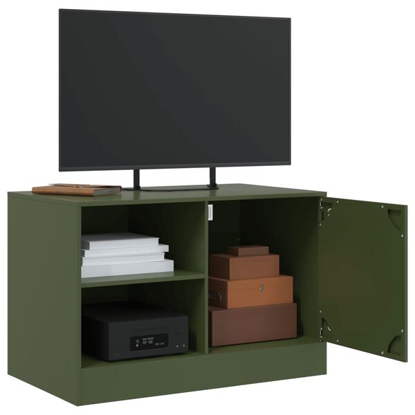 vidaXL Meubles TV 2 pcs vert olive 67x39x44 cm acier