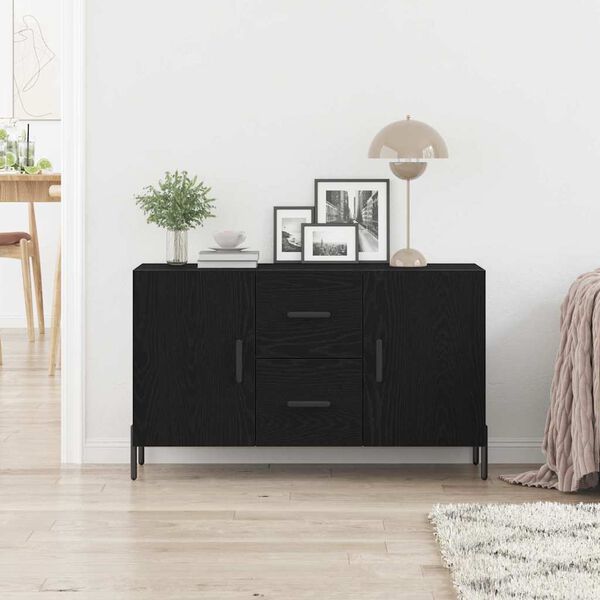vidaXL Buffet Ch&ecirc;ne noir 100 x 36 x 60 cm Bois d'ing&eacute;nierie