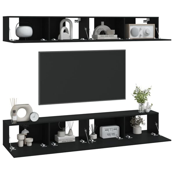 vidaXL Meubles TV muraux 4 pcs Noir 100x30x30 cm