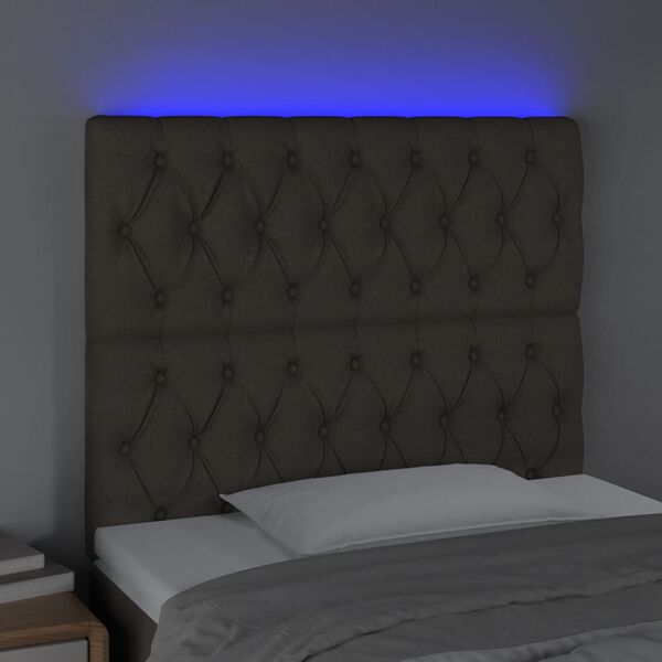 vidaXL T&ecirc;te de lit &agrave; LED Taupe 90x7x118/128 cm Tissu