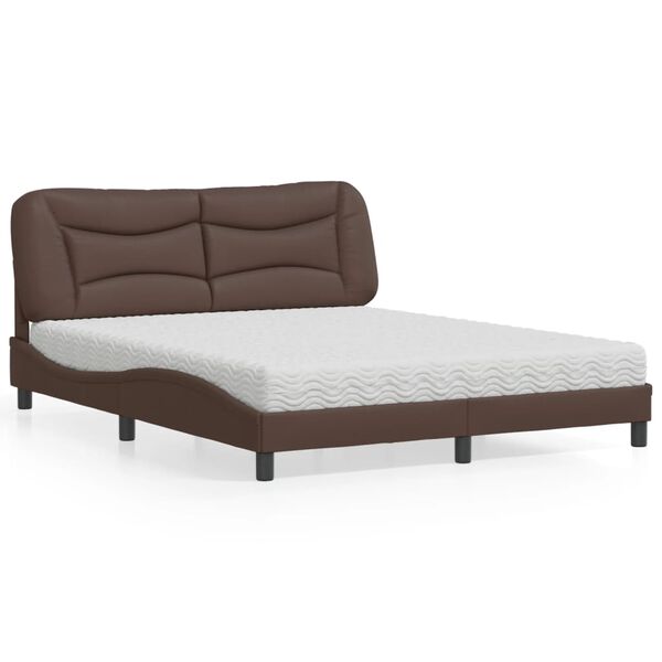 vidaXL Lit avec matelas Hvar marron 160x200 cm similicuir
