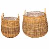 vidaXL Panier &agrave; Plantes GENDT 2 pi&egrave;ces Brun Naturel Rattan Kubu
