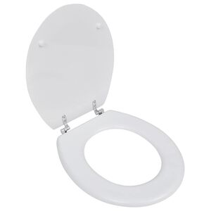 vidaXL Si&egrave;ge de toilette avec Couvercle MDF Design simple Blanc