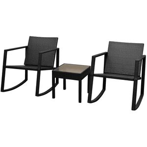 vidaXL Ensemble de bistro 3 pcs R&eacute;sine tress&eacute;e Noir