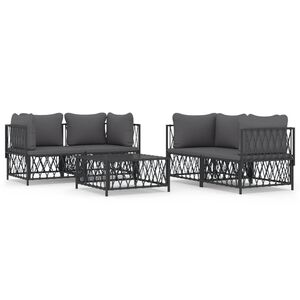 vidaXL Salon de jardin avec coussins 5 pcs anthracite acier