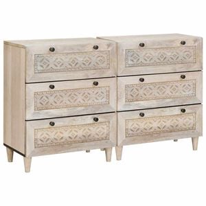 vidaXL Buffet 2 pcs Blanc 120 x 33,5 x 75 cm bois de manguier massif