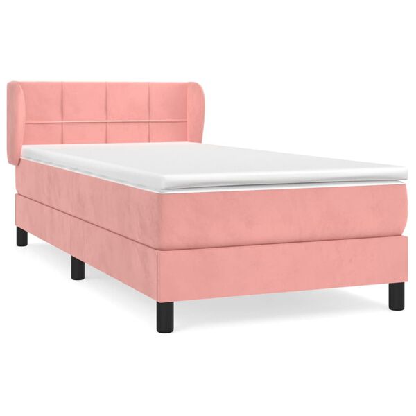 vidaXL Sommier &agrave; lattes de lit avec matelas Rose 100x200 cm Velours