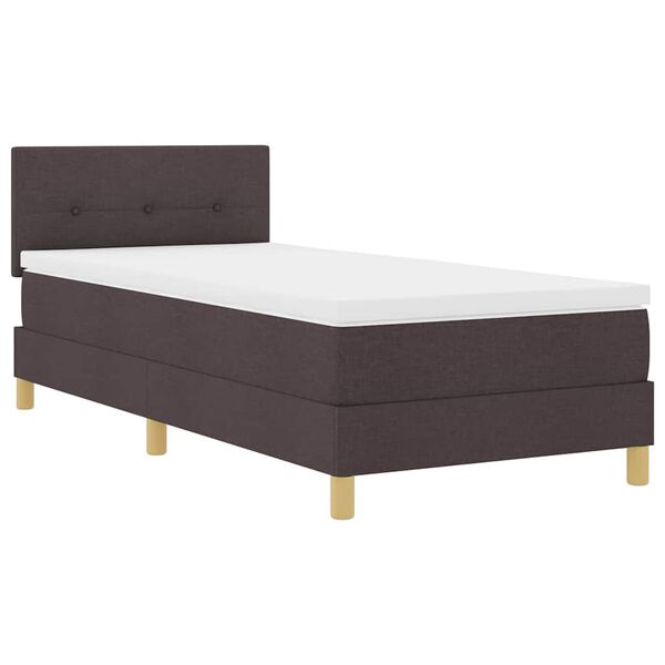 vidaXL Lit &agrave; ressorts avec matelas Marron fonc&eacute; 100 x 200 cm tissu