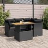 vidaXL Salon de jardin 5 pcs avec coussins noir r&eacute;sine tress&eacute;e