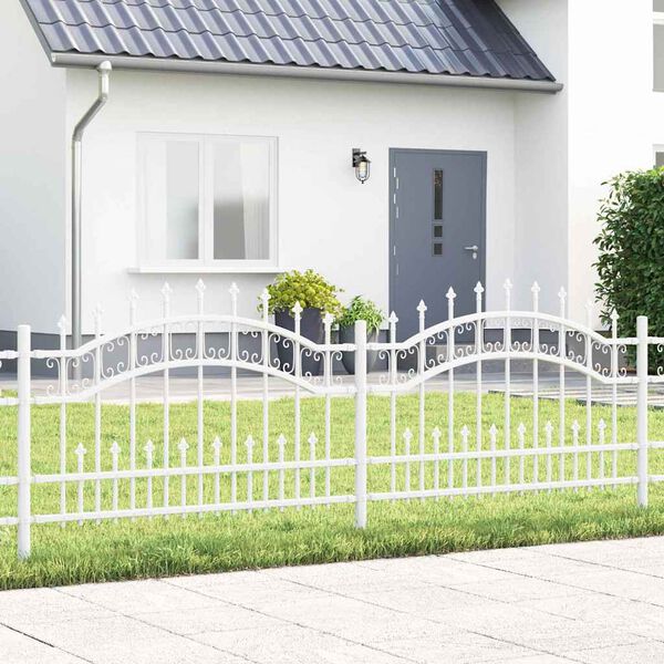 vidaXL Cl&ocirc;ture de jardin Blanc 240 x 115 cm Acier peint par poudre