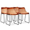 vidaXL Chaises &agrave; manger lot de 4 marron beige cuir v&eacute;ritable et toile