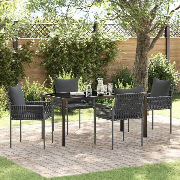 vidaXL Ensemble de salle &agrave; manger pour jardin 5 pcs Noir et gris