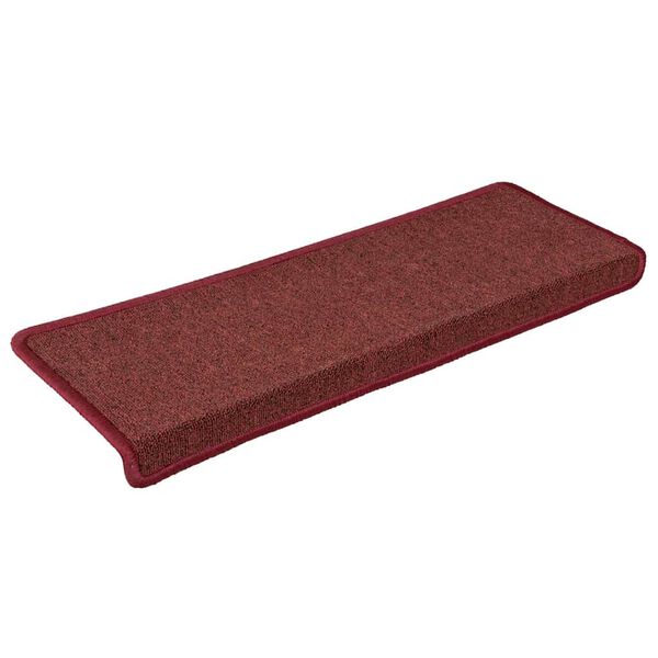 vidaXL Tapis d'escalier 30 pi&egrave;ces 65 x 21 x 4 cm Bordeaux Bordure rectangulaire