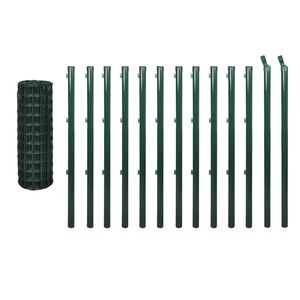 vidaXL Ensemble de cl&ocirc;ture Euro Acier 25 x 1,5 m Vert