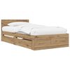 vidaXL Cadre de lit avec tiroir 2 pc Ch&ecirc;ne artisanal Bois d'ing&eacute;nierie