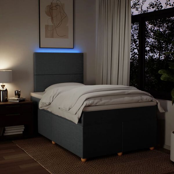 vidaXL Sommier &agrave; lattes de lit avec matelas Gris fonc&eacute; 120x200cm Tissu