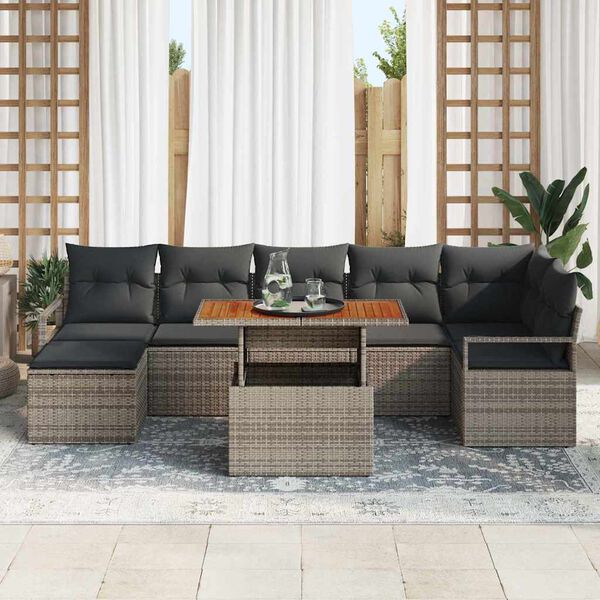 vidaXL Ensemble de salle &agrave; manger pour jardin 8 pcs Gris et marron
