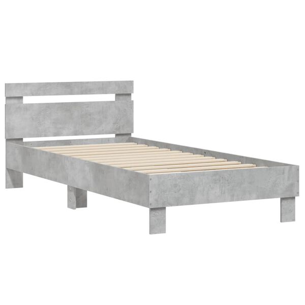 vidaXL Cadre de lit sans matelas avec t&ecirc;te de lit gris b&eacute;ton 90x200 cm