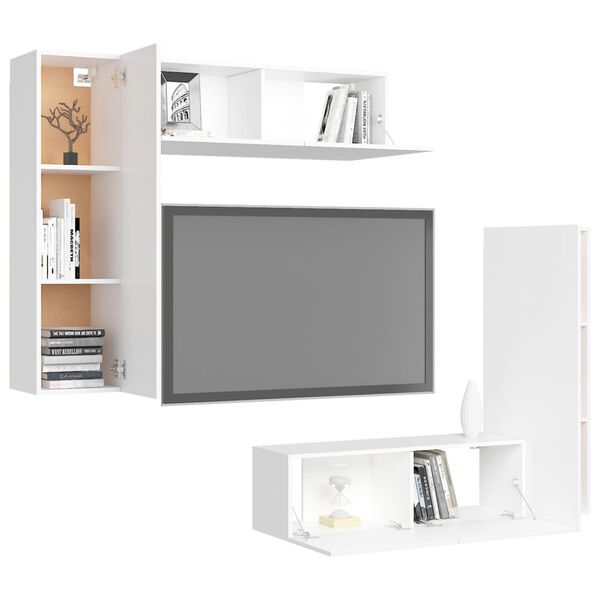 vidaXL Ensemble de meubles TV 4 pcs Blanc Bois d'ing&eacute;nierie