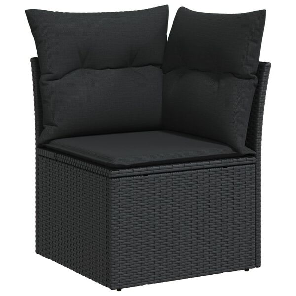 vidaXL Salon de jardin 6 pcs avec coussins noir r&eacute;sine tress&eacute;e