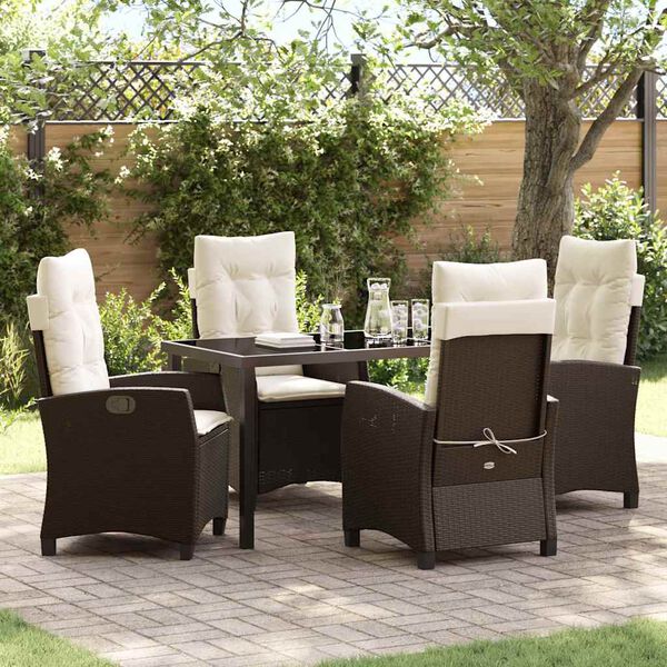vidaXL Ensemble de salle &agrave; manger pour jardin 5 pcs Marron polyrotin