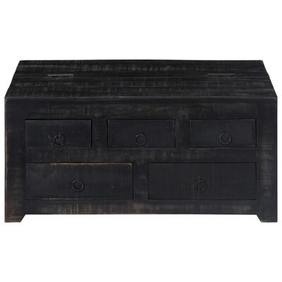 vidaXL Table basse Noir 65 x 65 x 30 cm Bois de manguier massif
