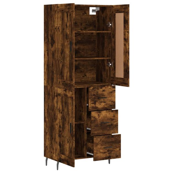 vidaXL Buffet haut Chêne fumé 69,5x34x180 cm Bois d'ingénierie