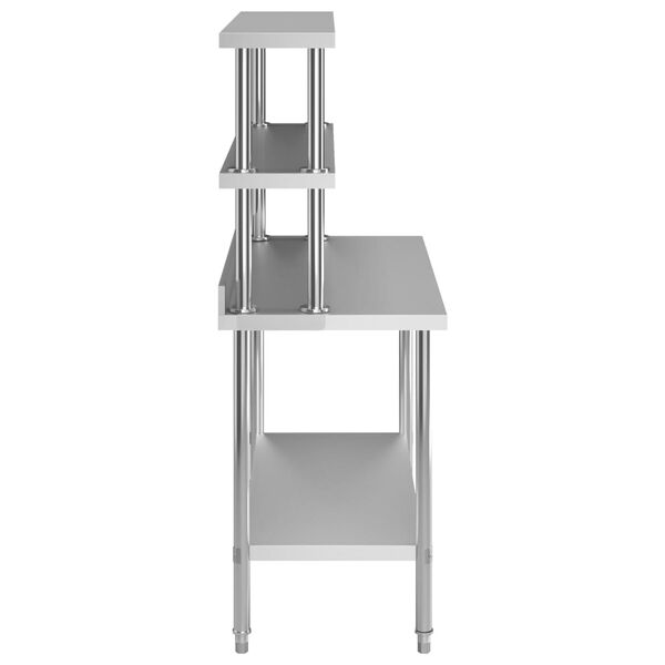 vidaXL Table de travail de cuisine avec &eacute;tag&egrave;re 120x60x150 cm Inox