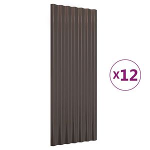 vidaXL Panneaux de toit 12 pcs Acier galvanis&eacute; Marron 100x36 cm