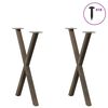vidaXL Pieds de table &agrave; manger en forme de X, 2 pi&egrave;ces, acier naturel, 57 x (72-73) cm