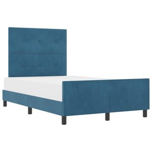 vidaXL Lit &agrave; ressorts avec t&ecirc;te de lit Bleu fonc&eacute; 120 x 190 cm Velours