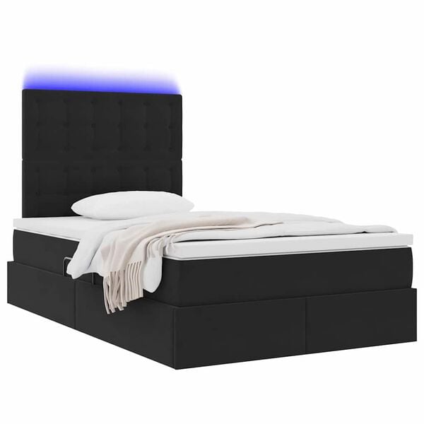 vidaXL Lit avec rangement et LED avec LED Noir 120 x 190 cm Velours