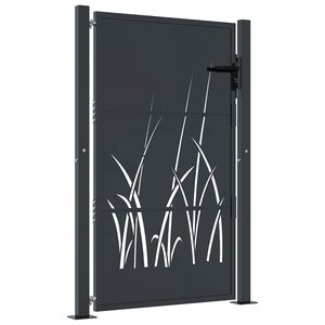 vidaXL Portail de jardin Anthracite 100x150 cm Acier Design Herbe