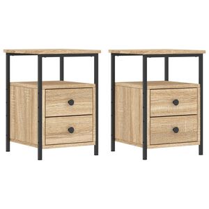 vidaXL Tables de chevet 2pcs ch&ecirc;ne sonoma 34x35,5x50cm bois ing&eacute;nierie